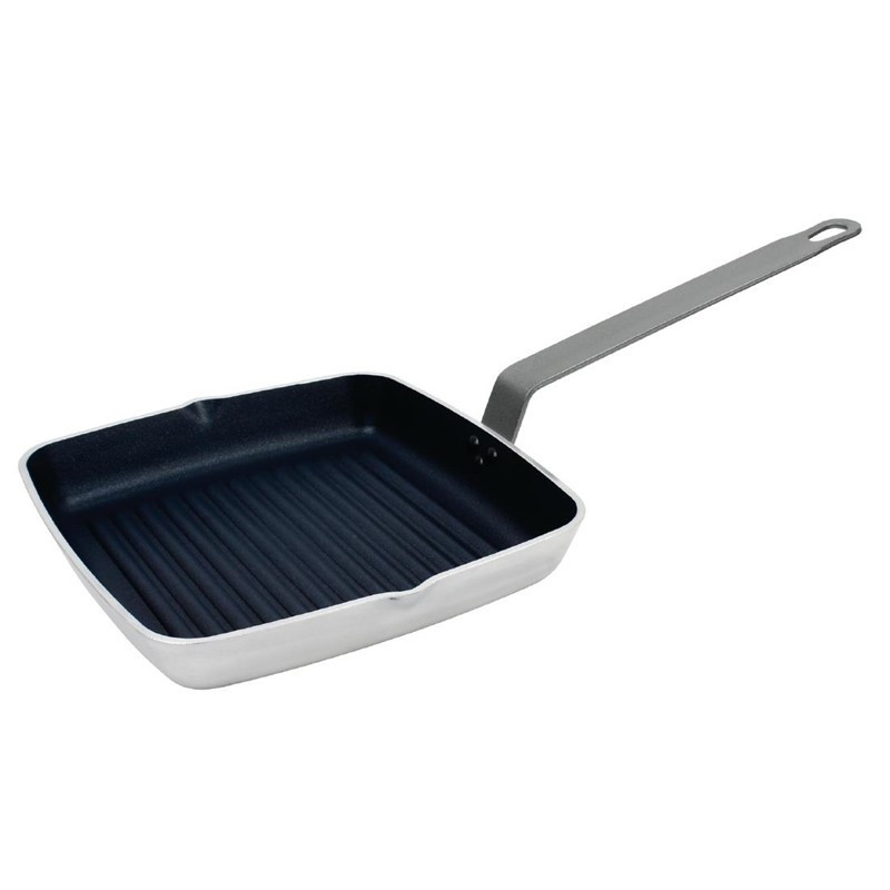 Non-stick Square Griddle Pan with Ribbed Base - L 240mm - Vogue