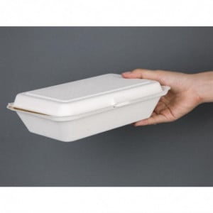 Scharnierdeckelschalen aus kompostierbarem Bagasse - L 248mm - Packung mit 250 - Fiesta Green