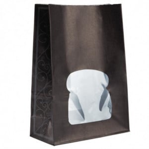 Sacs Sandwich en Papier Recyclable Noir avec Fenêtre - Lot de 250 - Colpac