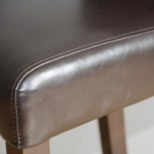 Tabouret De Bar Haut Avec Dossier En Simili Cuir - Marron Foncé - Bolero - Fourniresto