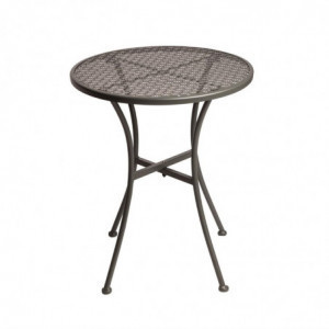 Round Perforated Steel Bistro Table - 600 mm - Grey - Bolero - Fourniresto