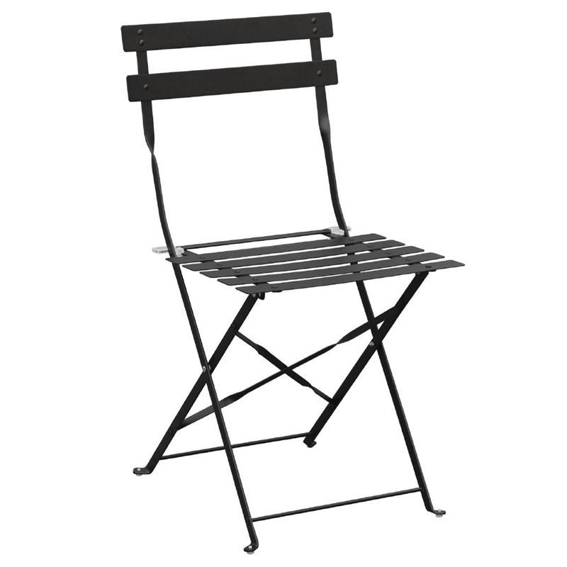 Chaises De Terrasse En Acier - Noires - Lot De 2 - Bolero - Fourniresto