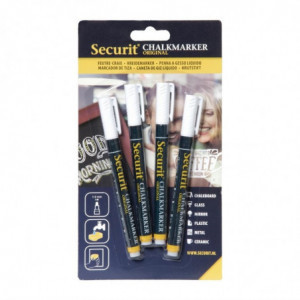 White liquid chalk markers - Set of 4 - Securit - Fourniresto