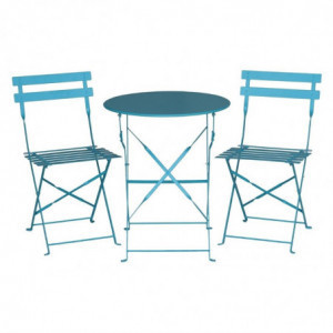 Steel terrace chairs - turquoise blue - Set of 2 - Bolero - Fourniresto