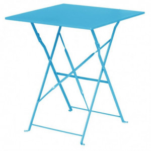 Table de terrasse carrée en acier - bleu turquoise - 600mm - Bolero - Fourniresto