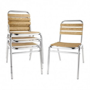 Ash and aluminum bistro chairs - Set of 4 - Bolero - Fourniresto