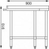 Ecktisch aus Edelstahl-L 900 x 700mm - Vogue