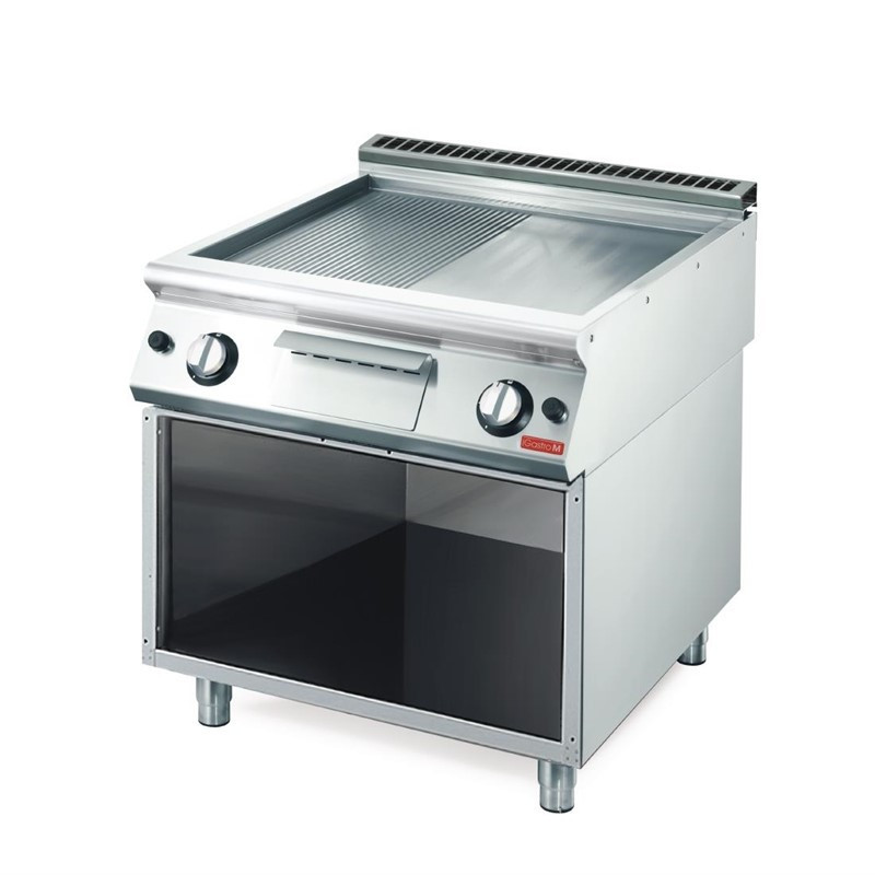 Gasgrill 700 mit halb glatter, halb gerillter Platte - Gastro M - Fourniresto