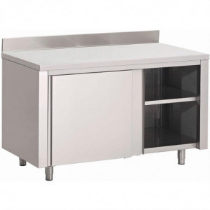 Meuble en Inox avec Portes Coulissantes et Dosseret-L 1800 x P 700mm - Gastro M