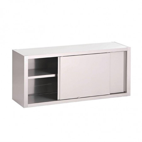 Wandschrank aus Edelstahl mit Schiebetüren - B 1400 x T 400 mm - Gastro M