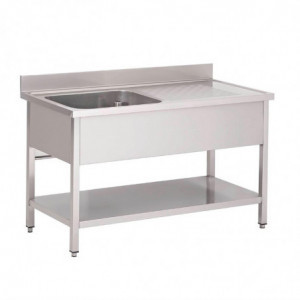 Edelstahlspüle mit unterem Regal 1 Becken links-L 1600 x T 700mm - Gastro M