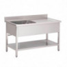 Edelstahlspüle mit unterem Regal 1 Becken links-L 1600 x T 700mm - Gastro M