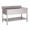 Stainless Steel Sink With Lower Shelf 2 Basins Left-L 1600 x D 700 mm - Gastro M