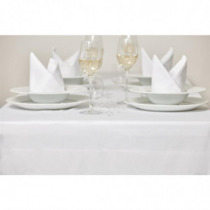 White tablecloth with satin band 1370 x 2280mm - Mitre Luxury - Fourniresto