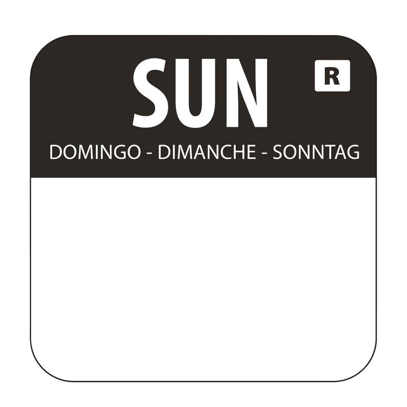 Lebensmittel-Etiketten Schwarz "Sonntag" - Packung mit 1000 - Vogue