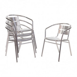 Stackable aluminum chairs - Set of 4 - Bolero - Fourniresto