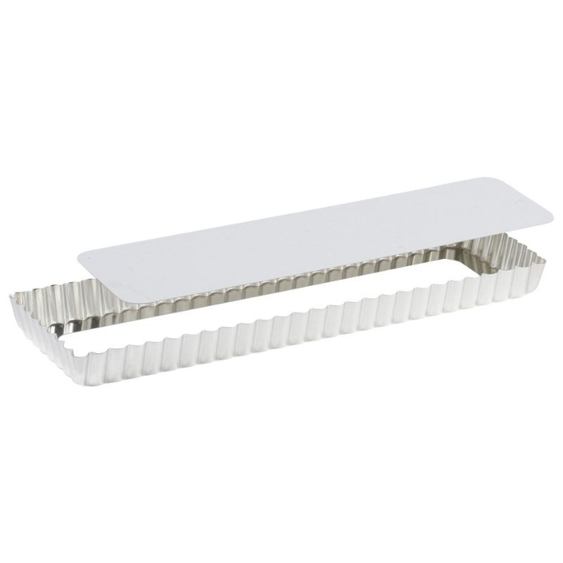 Rectangular Fluted Tart Mold with Removable Bottom in Iron - 350 x 110 mm - TELLIER