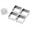 Square Stainless Steel Pastry Frame with Pusher - 70 x 70 mm - Set of 4