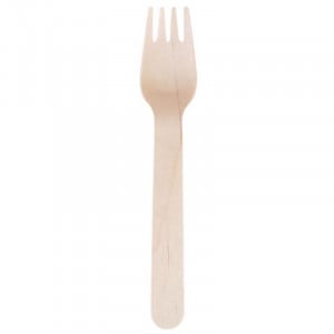 Biodegradable Wooden Fork 155 mm - Pack of 100 - Fiesta Green - Fourniresto