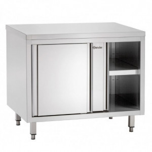 Stainless Steel Cabinet with Sliding Doors and Shelf - L 1600 mm