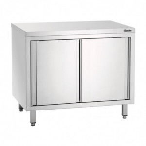 Stainless Steel Cabinet with Sliding Doors and Shelf - L 1400 mm