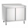 Stainless Steel Cabinet with Sliding Doors, Shelf, and Backsplash - L 1200 mm