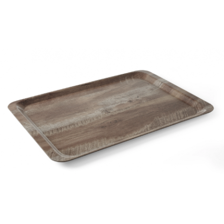 Melamine Printed Dark Wood Service Tray - 530 x 370 mm