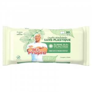 Lingettes Désinfectantes Sans Plastique Eucalyptus - 90 Lingettes - Mr Propre