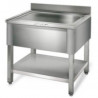 Spülbecken 1 Becken mit Rückwand und Regal - L 600 x T 700 mm - Dynasteel