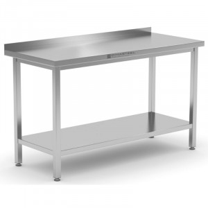 Edelstahltisch 800x700 mm Rückwand und Unterregal