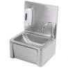 Stainless Steel Hand Wash with Knee Operated Control, Backsplash, and Soap