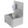 Stainless Steel Hand Wash with Knee Operated Control, Backsplash, and Soap