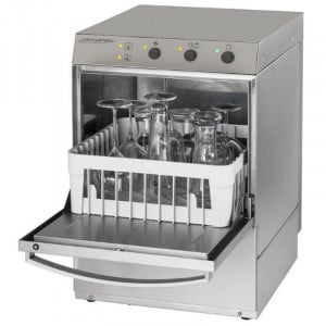 Professional Glass Washer with Rinse Aid Dispenser and Detergent - 35 x 35 cm