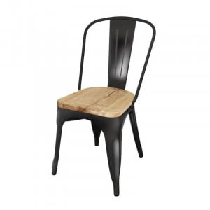 Schwarzer Stahlstuhl mit Holzsitz - 4er-Set - Bolero