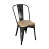 Chaise en Acier Noir avec Assise en Bois - Lot de 4 - Bolero