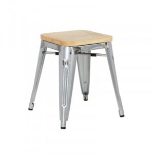 Niedrige Bistrohocker aus Stahl mit Holzsitz - 4er-Set - Bolero