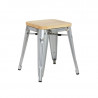 Niedrige Bistrohocker aus Stahl mit Holzsitz - 4er-Set - Bolero