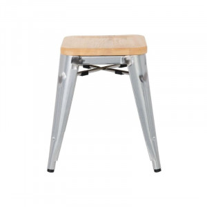 Niedrige Bistrohocker aus Stahl mit Holzsitz - 4er-Set - Bolero