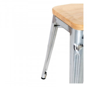 Niedrige Bistrohocker aus Stahl mit Holzsitz - 4er-Set - Bolero