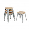 Niedrige Bistrohocker aus Stahl mit Holzsitz - 4er-Set - Bolero