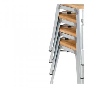Niedrige Bistrohocker aus Stahl mit Holzsitz - 4er-Set - Bolero
