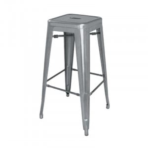 Hocker aus galvanisiertem Stahl in Metallic-Grau - 4er-Set - Bolero