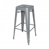 Hocker aus galvanisiertem Stahl in Metallic-Grau - 4er-Set - Bolero