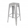 High Galvanized Steel Silver Grey Stools - Set of 4 - Bolero