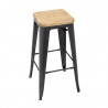 Hoher Bistrohocker aus grauem Stahl mit Holzsitz - 4er-Set - Bolero
