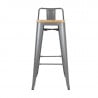 Hohe Hocker mit Rückenlehne und Sitz aus Holz - Metallisches Grau - 4er-Set - Bolero
