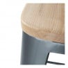 Hohe Hocker mit Rückenlehne und Sitz aus Holz - Metallisches Grau - 4er-Set - Bolero