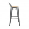 Hohe Hocker mit Rückenlehne und Sitz aus Holz - Metallisches Grau - 4er-Set - Bolero