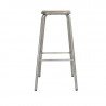 High Galvanized Steel Stool with Wooden Seat - Set of 4 - Bolero