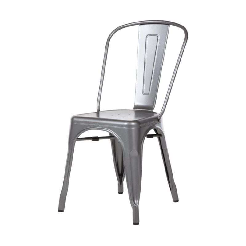 Chaises en Acier Gris Métallisé - Lot de 4 - Bolero